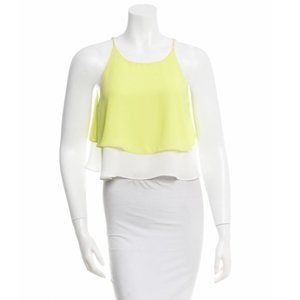 ELIZABETH AND JAMES Neon Yellow Overlay Crop Top